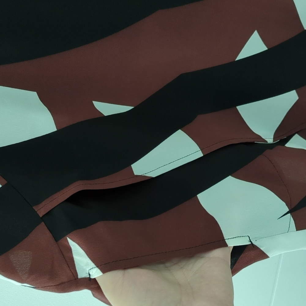 TRACY REESE Geometric Brown and Black SILK Dress - Picture 4 of 12